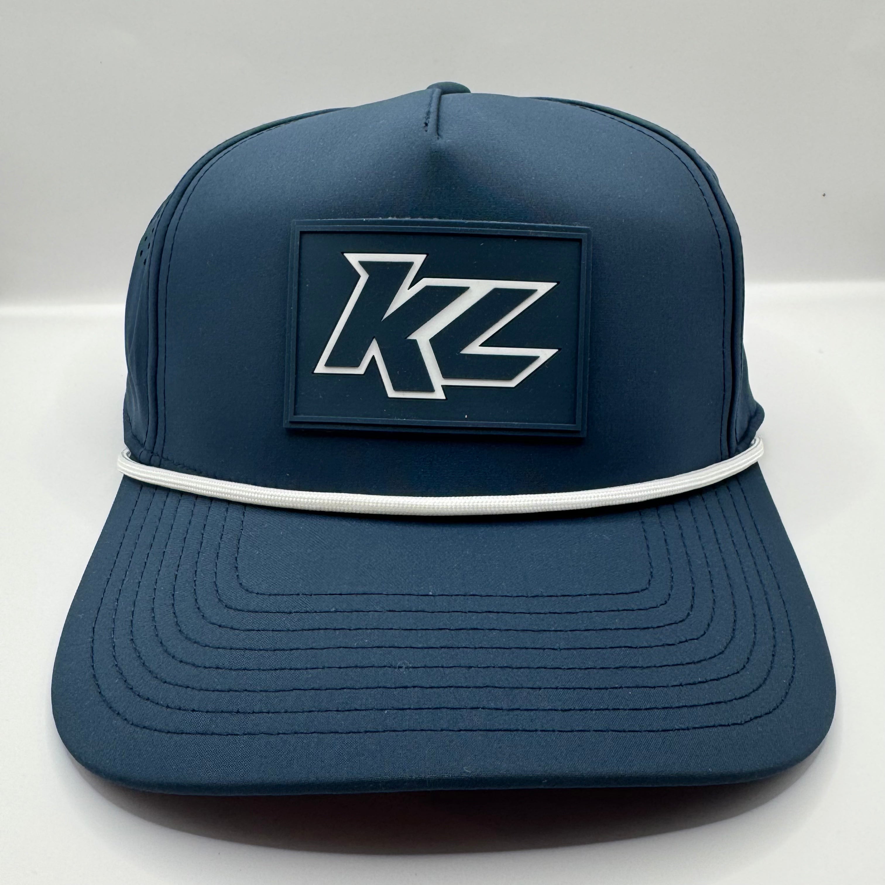 KL PVC Patch 5 Panel Branded Bills Hat- Orion with White Rope KL PVC Patch 5 Panel Branded Bills Hat- Orion with White Rope