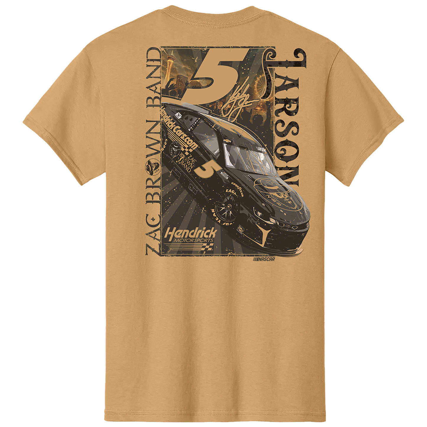 *PRE-ORDER* KL5 HendrickCars.Com Zac Brown Band Design- Adult Old Gold T-Shirt