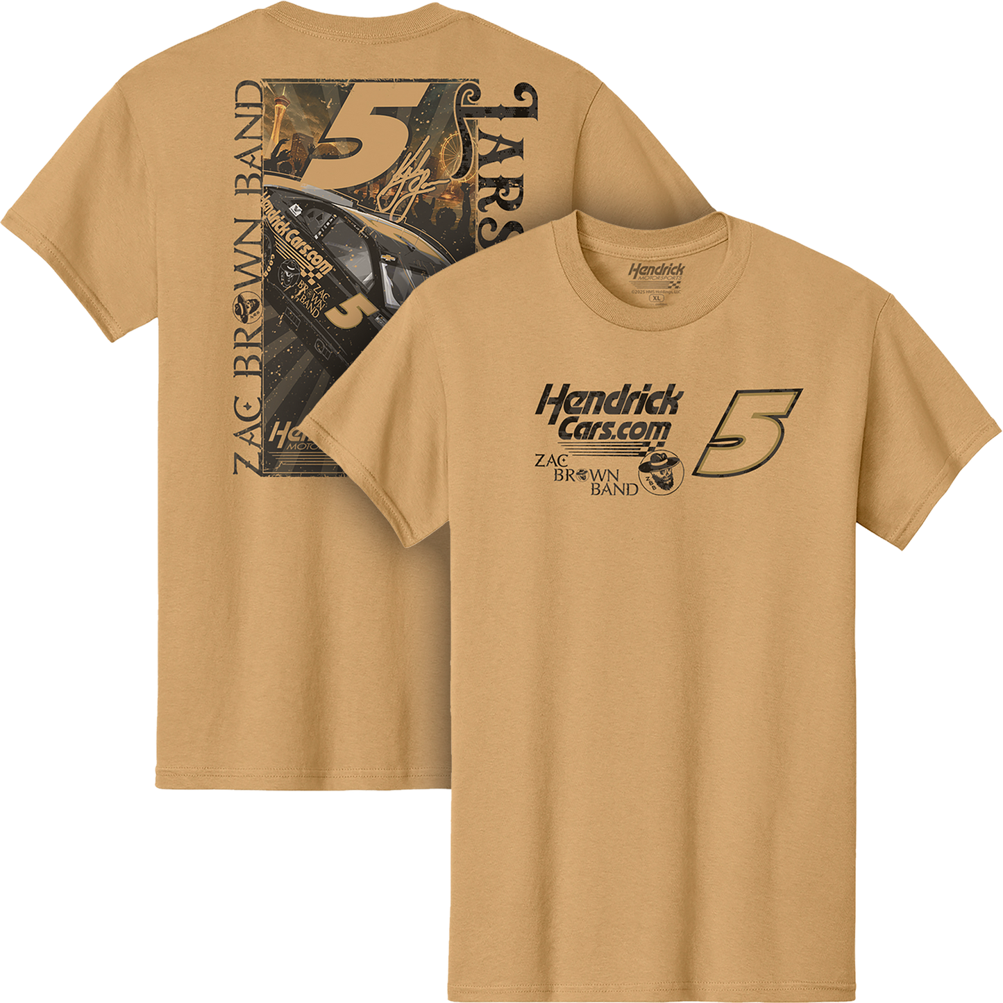 *PRE-ORDER* KL5 HendrickCars.Com Zac Brown Band Design- Adult Old Gold T-Shirt
