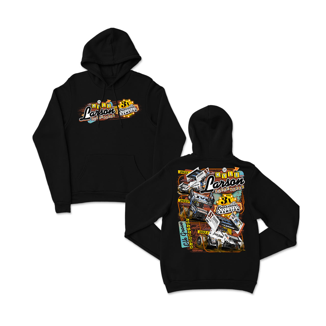 Winners' Row Design- Adult Black Hooded Sweatshirt