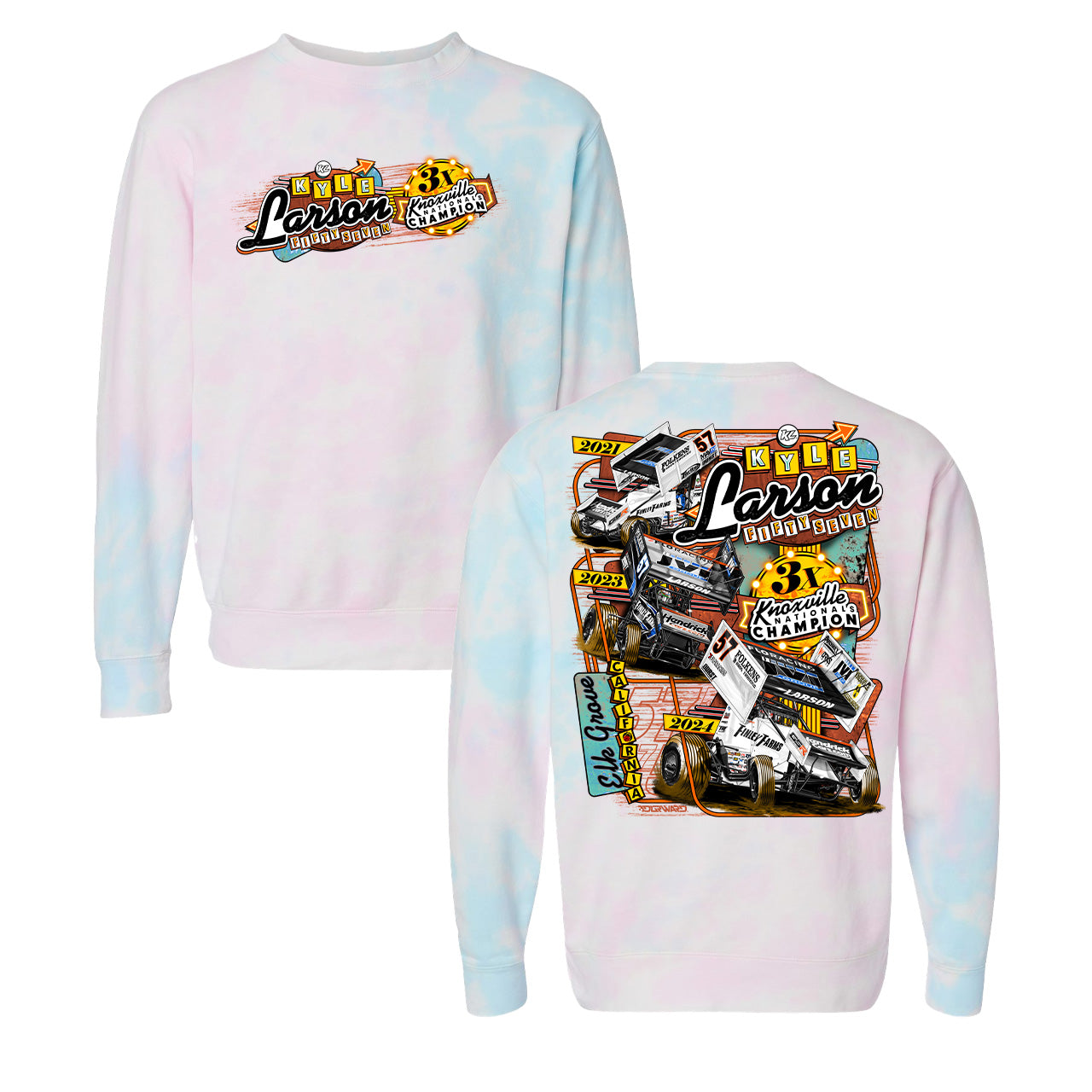 Winners' Row Design- Adult Tie-Dye Cotton Candy Crewneck Sweatshirt
