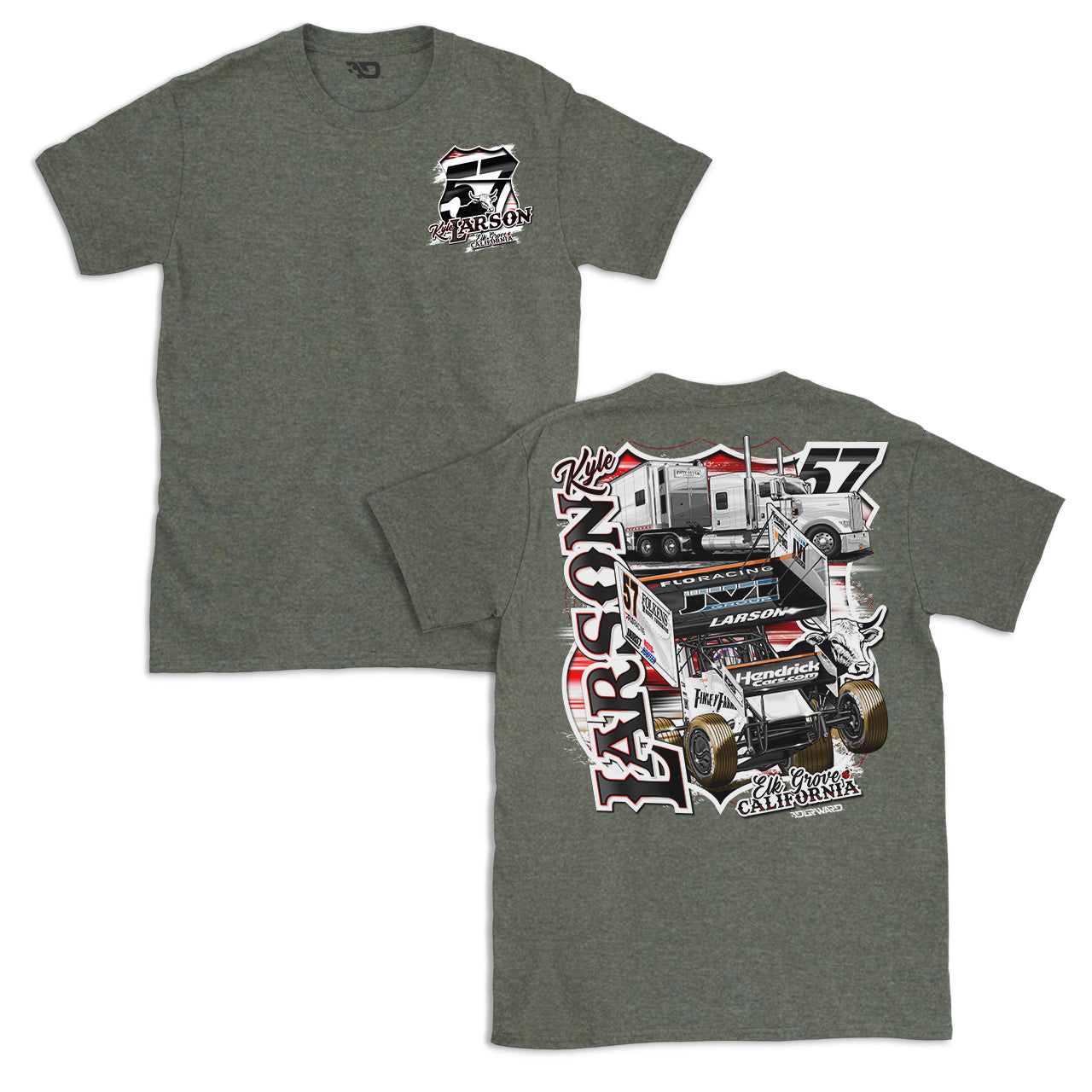 57 Hauler Design- Adult Heather Military Green Softstyle T-Shirt