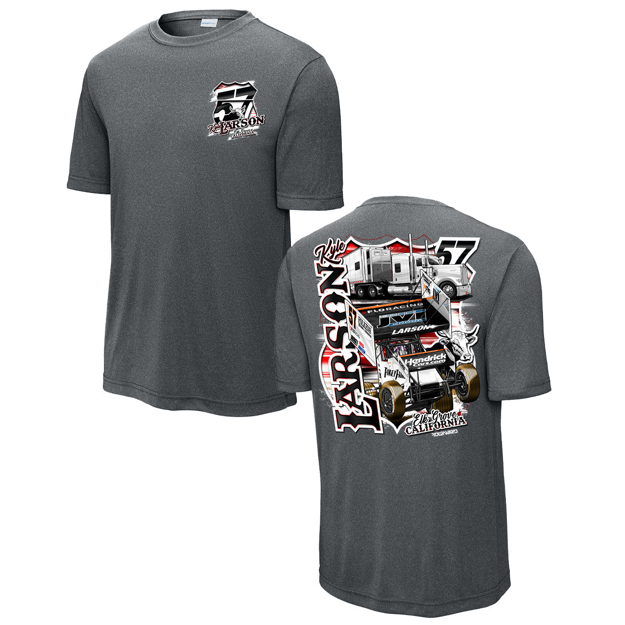 57 Hauler Design- Adult Iron Grey Heather Sport-Tek T-Shirt