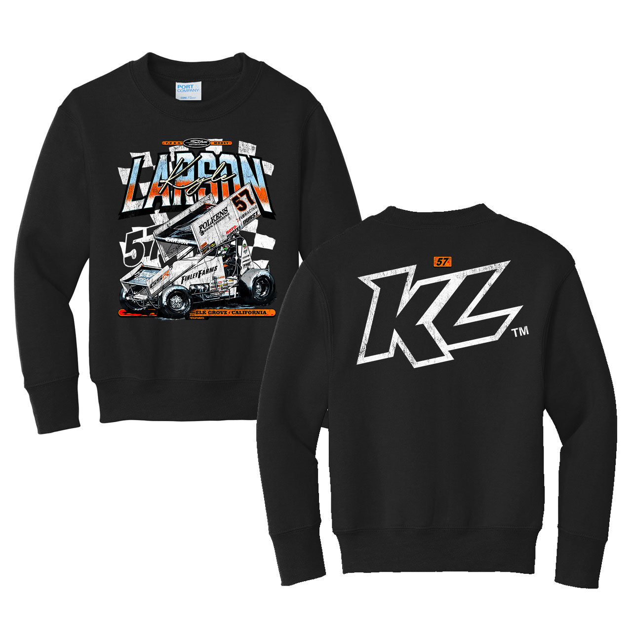 From the Front Design- Youth Black Crewneck Sweatshirt