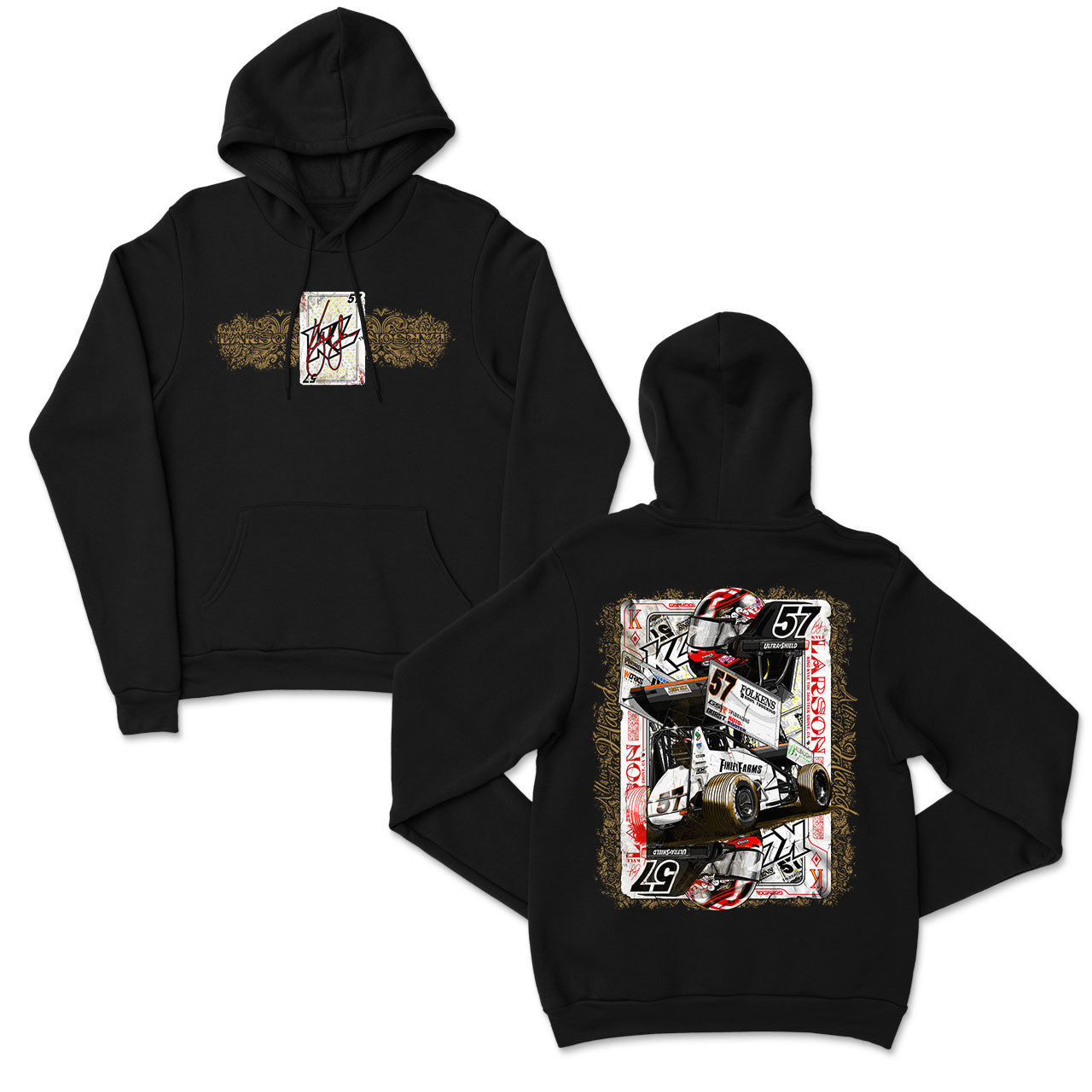 King of the Deck Design- Adult Black Hooded Sweatshirt