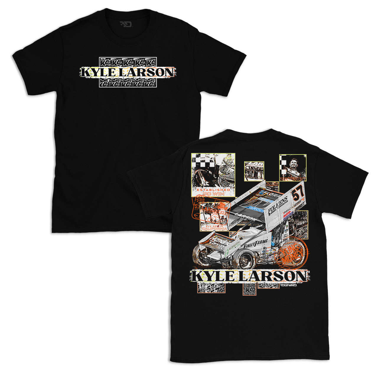 Checkered Scenes Design- Adult Black T-Shirt