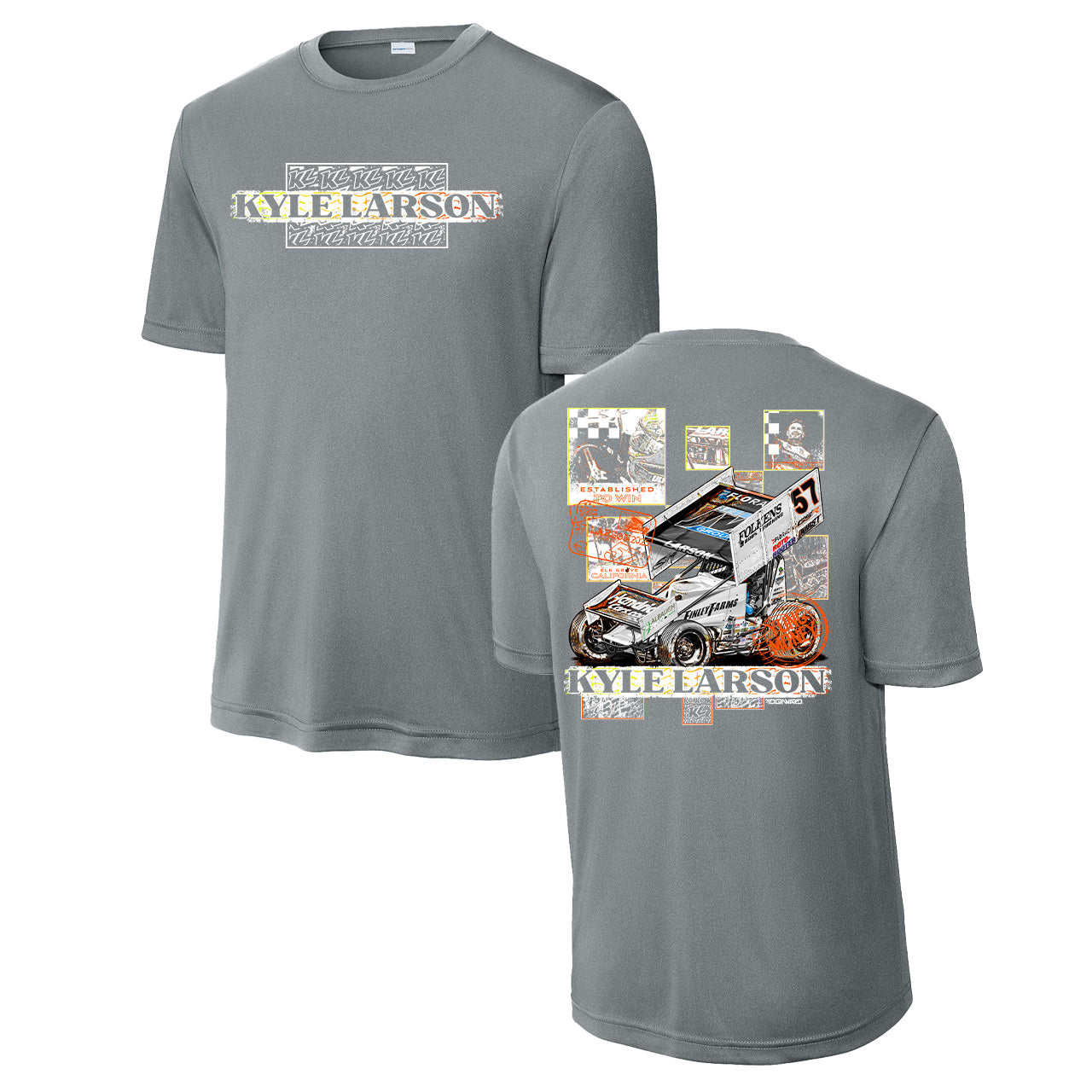 Checkered Scenes Design- Adult Grey Concrete Sport-Tek T-Shirt