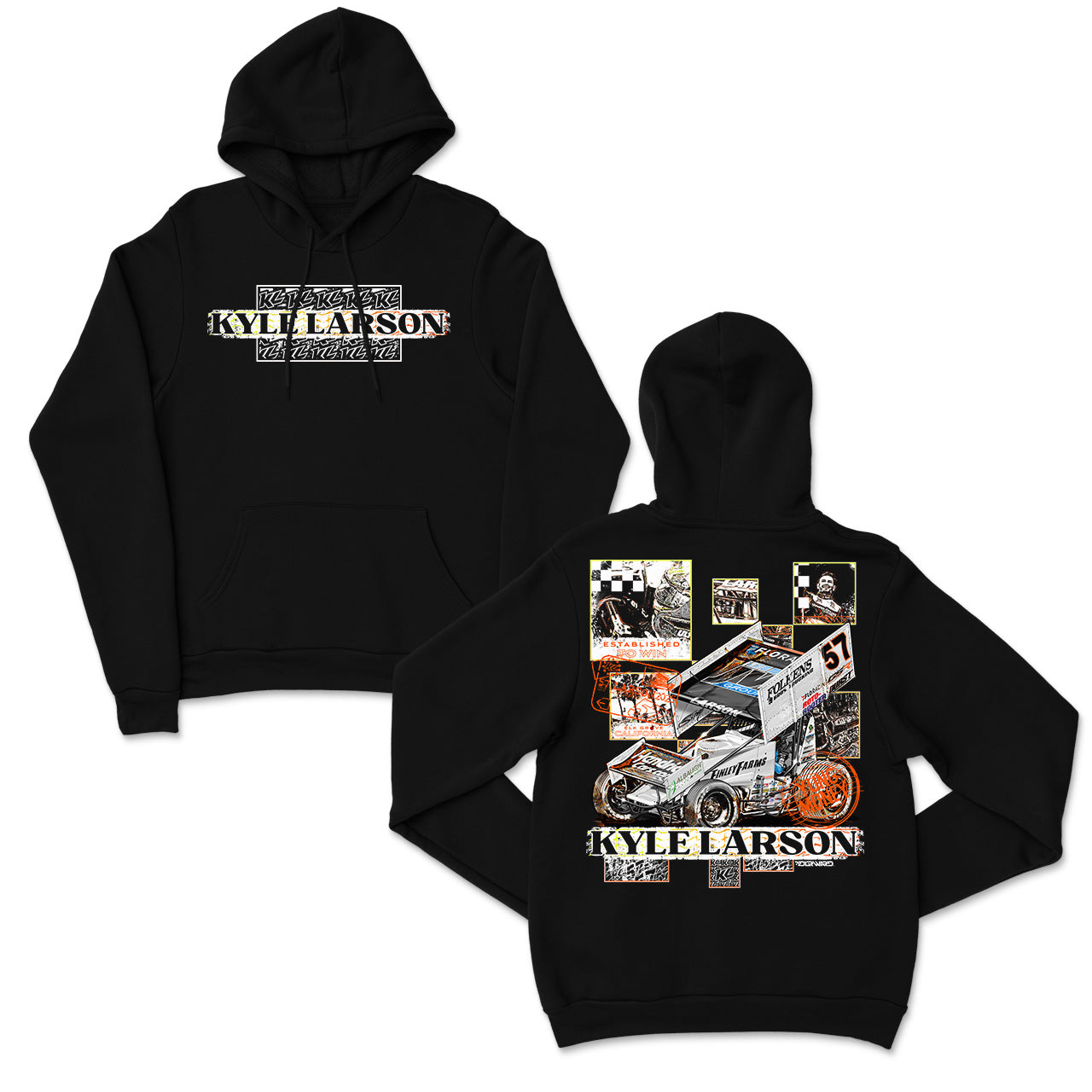 Checkered Scenes Design- Adult Black Hooded Sweatshirt