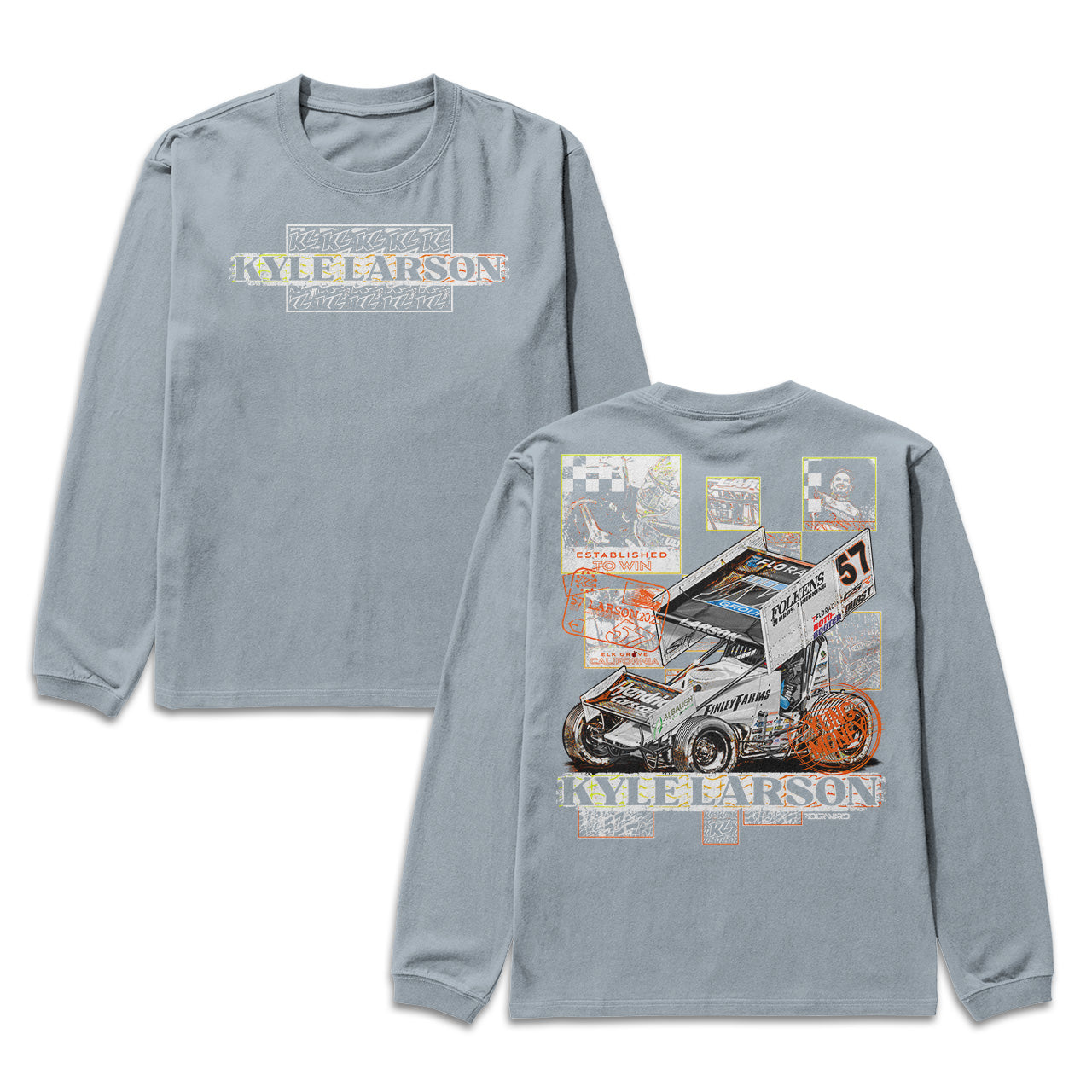 Checkered Scenes Design- Adult Blue Fog Long Sleeve T-Shirt