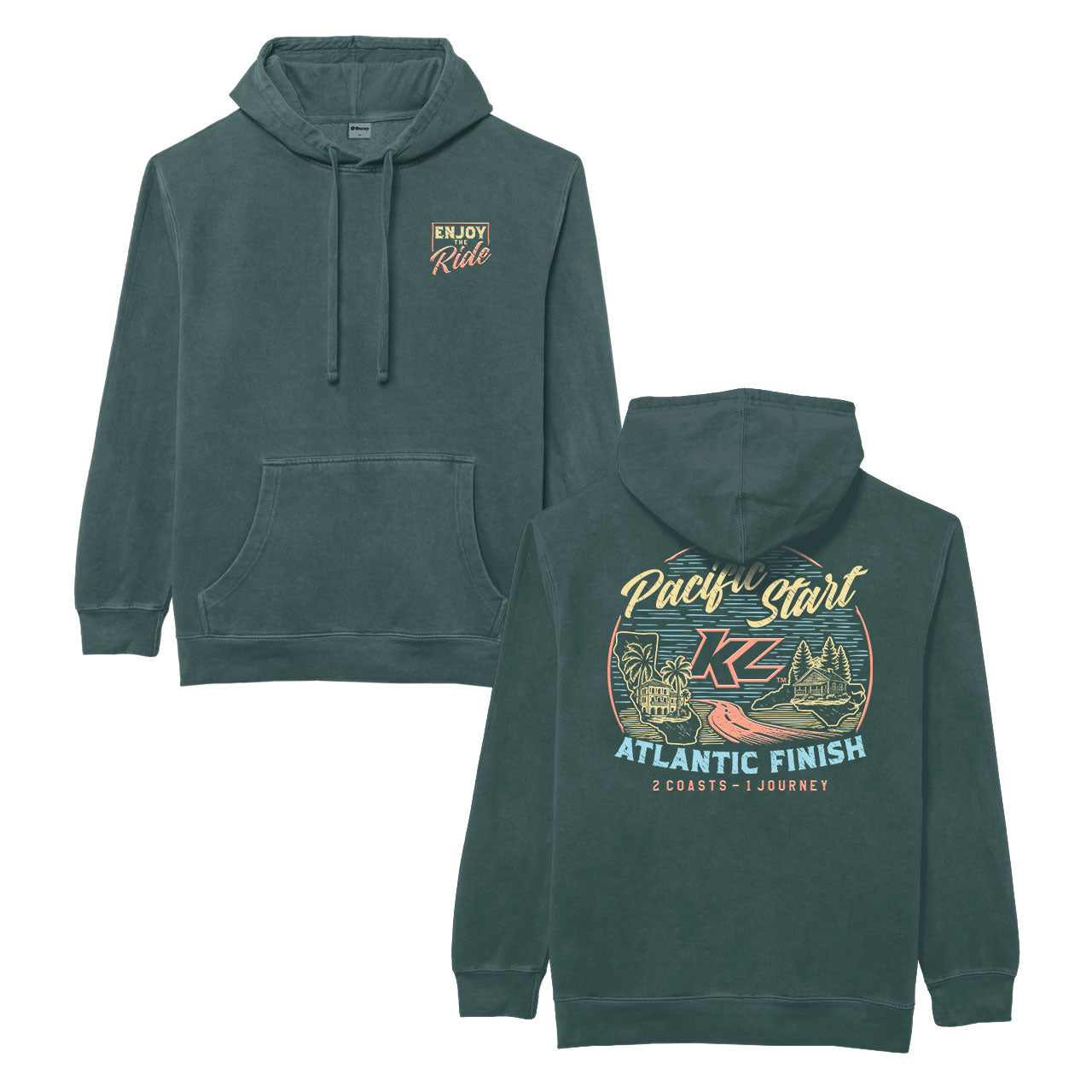 Pacific Start Design- Adult Washed Sea Hooded Sweatshirt