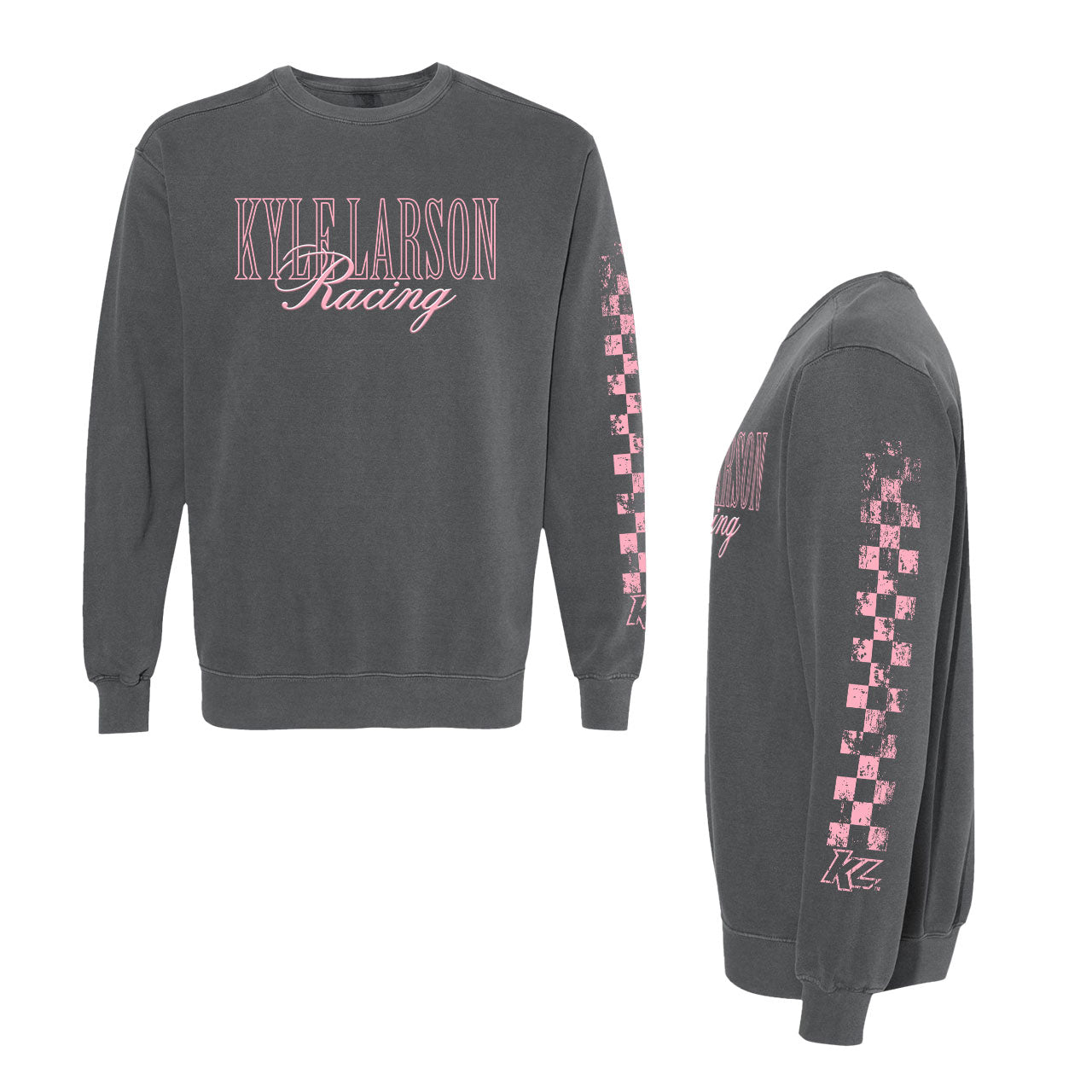 Kyle Larson Racing Check Design- Adult Pepper Crewneck Sweatshirt