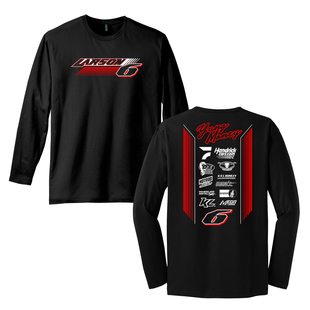 KL #6 Crew Design- Adult Black Long Sleeve Shirt