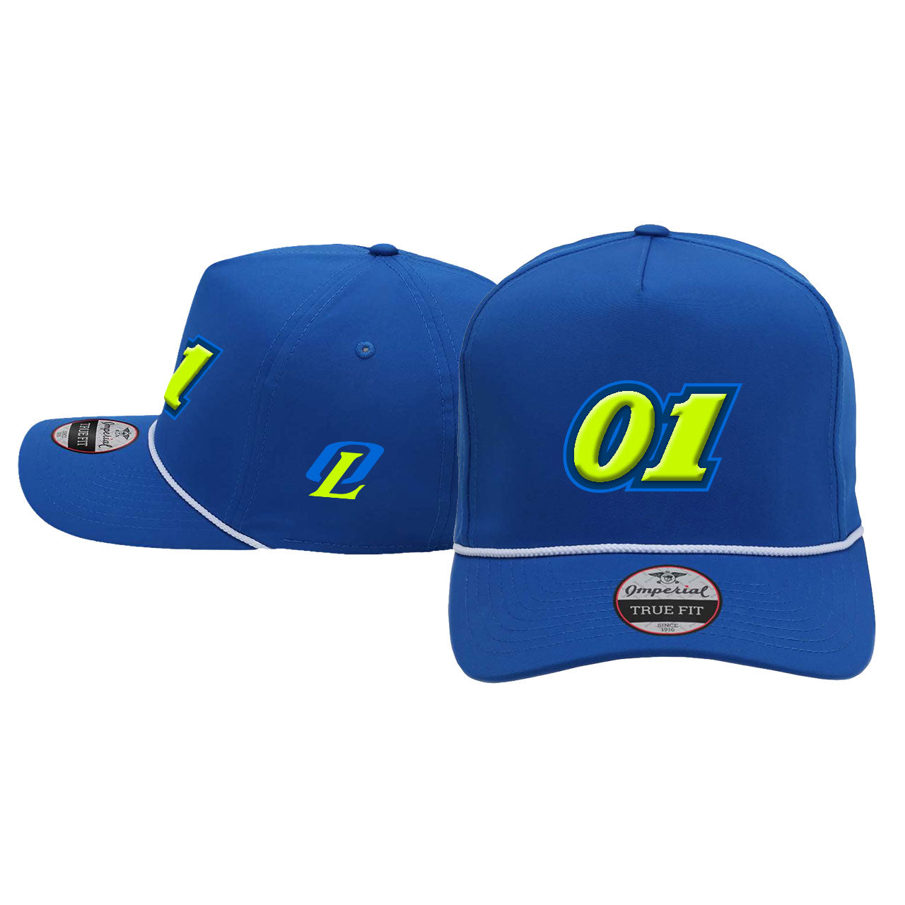 O1 Puff Design Royal/White Rope Snapback Hat