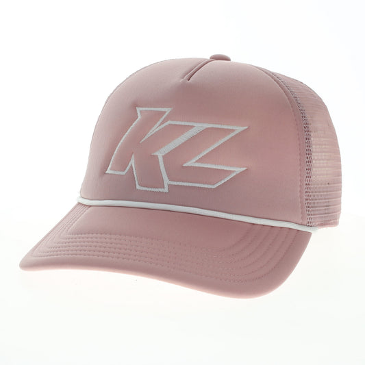 Foam KL Trucker Hat- Dusty Rose with White Rope