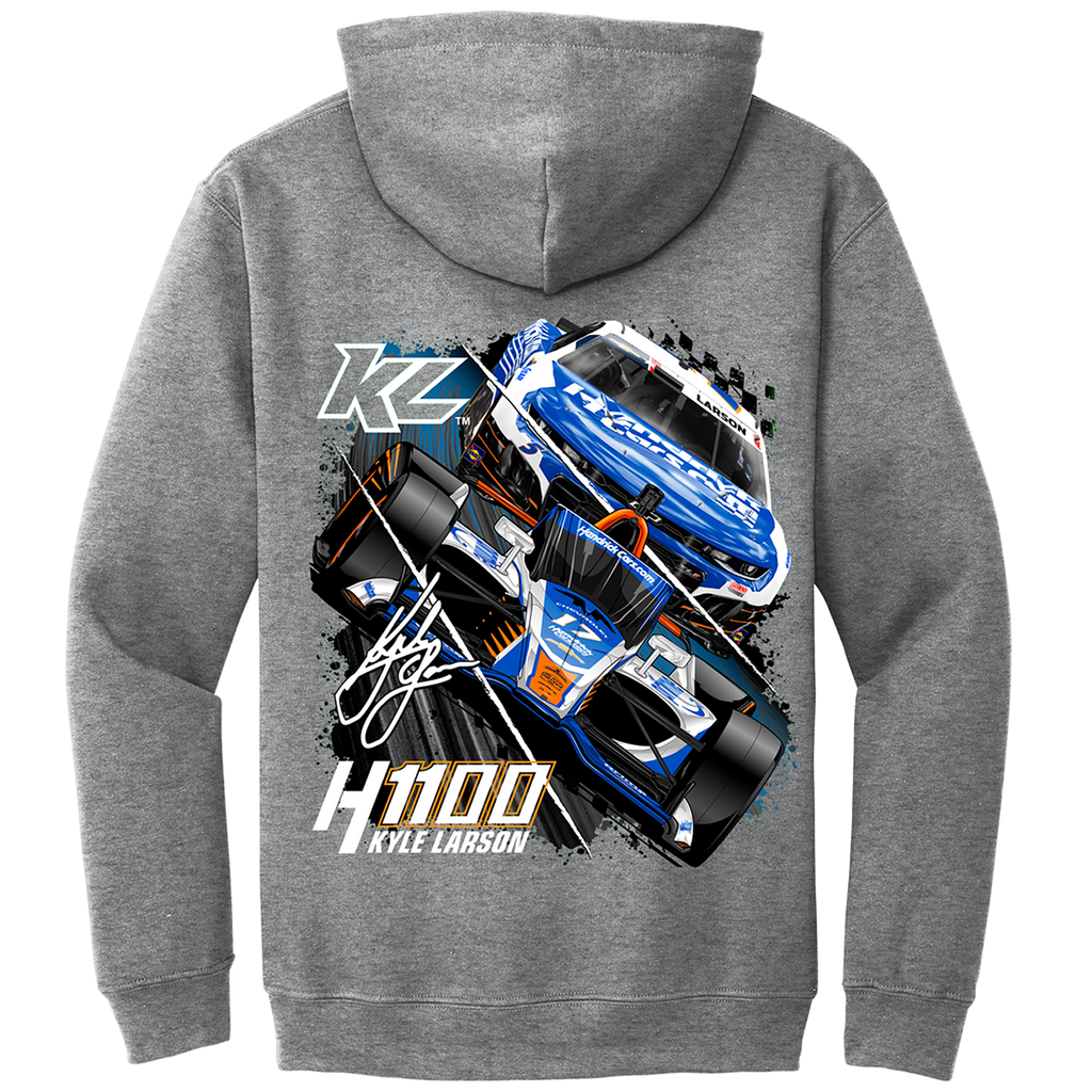 KL5/KL17 HendrickCars.Com H1100 Dual Design- Adult Graphite Heather Grey Hooded Sweatshirt