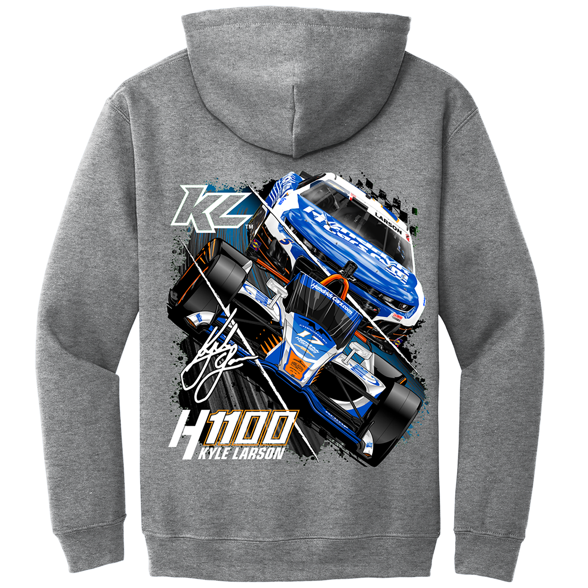 KL5/KL17 HendrickCars.Com H1100 Dual Design- Adult Graphite Heather Grey Hooded Sweatshirt