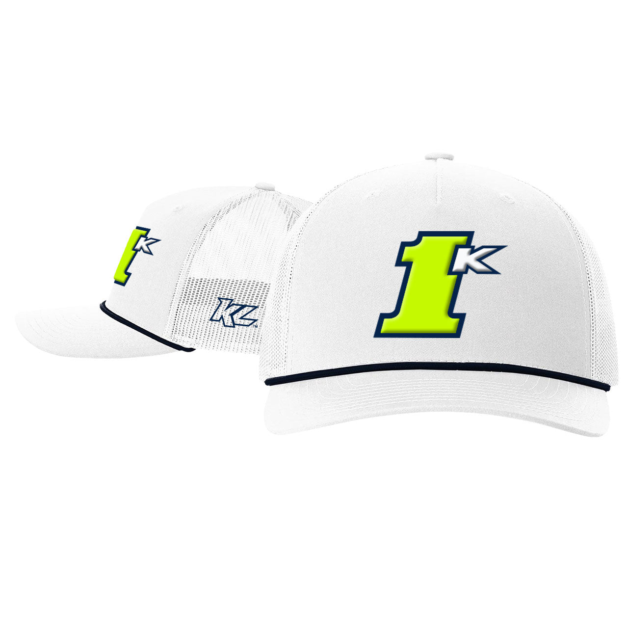 1K Puff White/Navy Rope Richardson Trucker Snapback