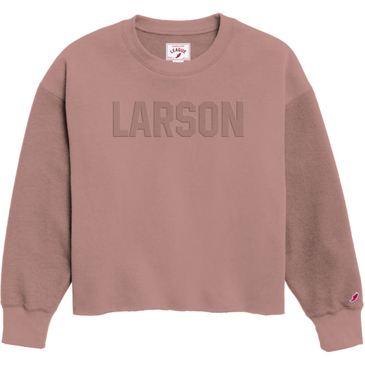 LARSON Reversed Fleece Oversized Midi- Adult Women's Dusty Rose Crewneck Sweatshirt