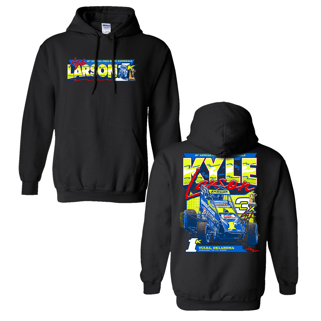 2026 Chili Bowl Design- Adult Black Hooded Sweatshirt