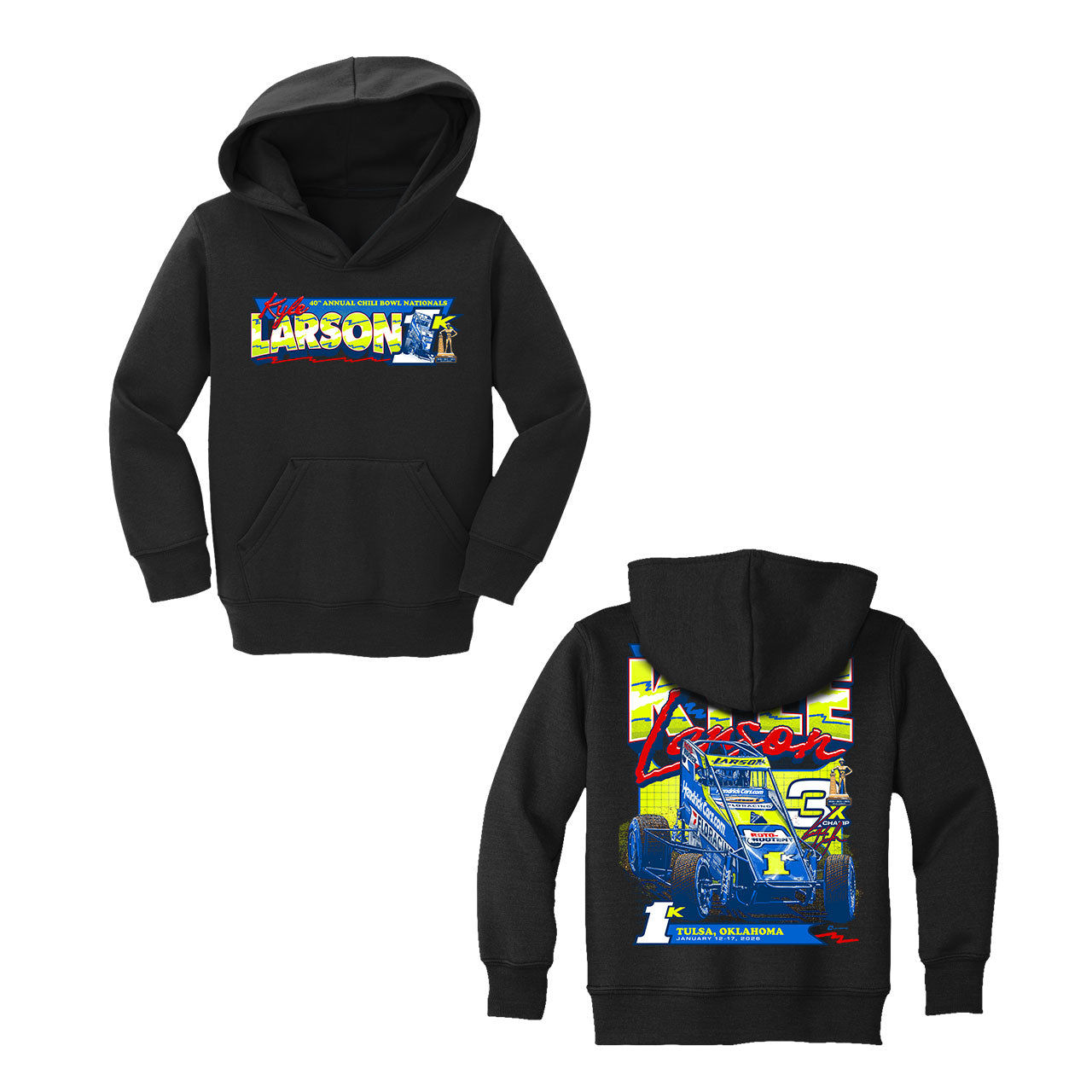 2026 Chili Bowl Design- Toddler Black Hooded Sweatshirt