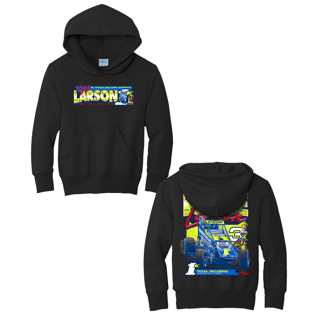 2026 Chili Bowl Design- Youth Black Hooded Sweatshirt