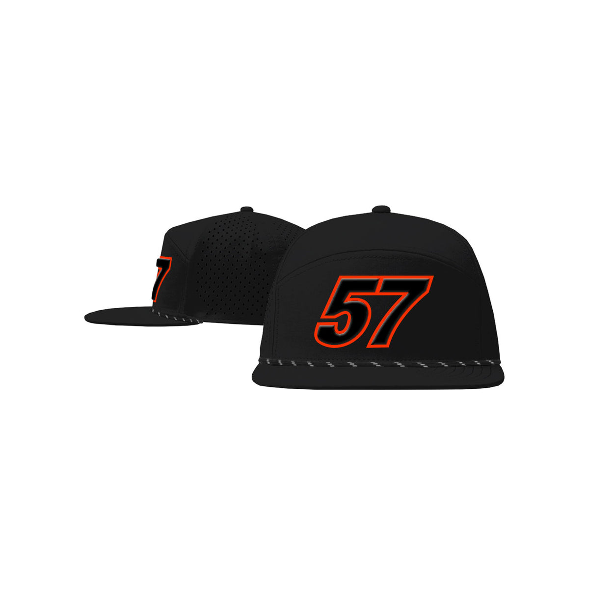 57 Puff Kids Cante Hat- Black w/ Black Rope