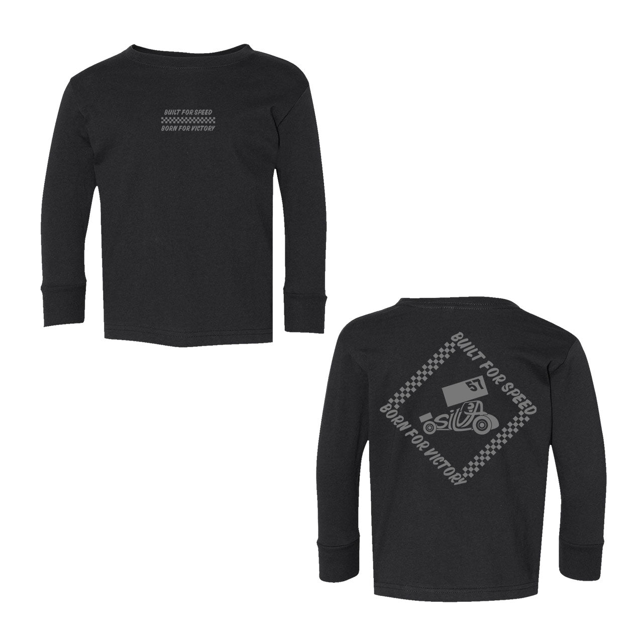 Built for Speed Kids Design- Toddler Black Long Sleeve T-Shirt