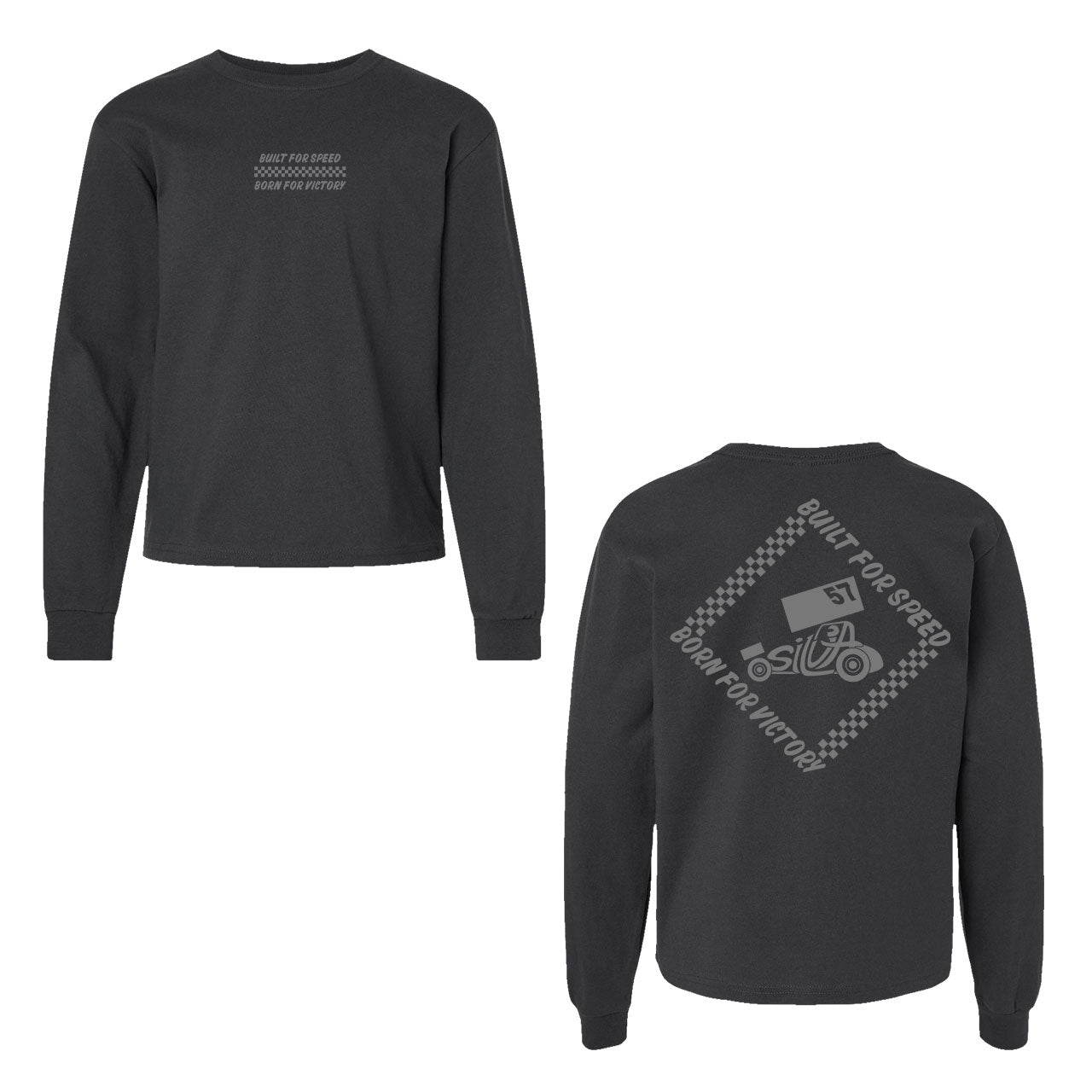 Built for Speed Kids Design- Youth Dark Grey Long Sleeve T-Shirt
