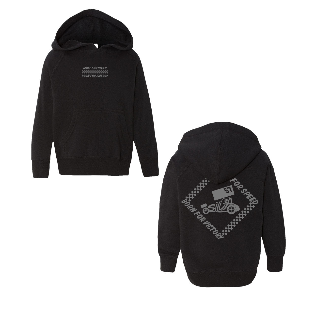 Built for Speed Kids Design- Toddler Black Hooded Sweatshirt