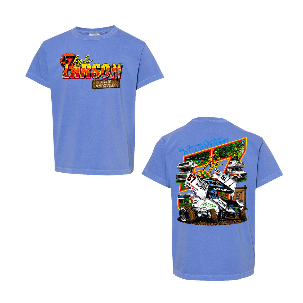 Camp Knoxville Design- Youth Flo Blue T-Shirt