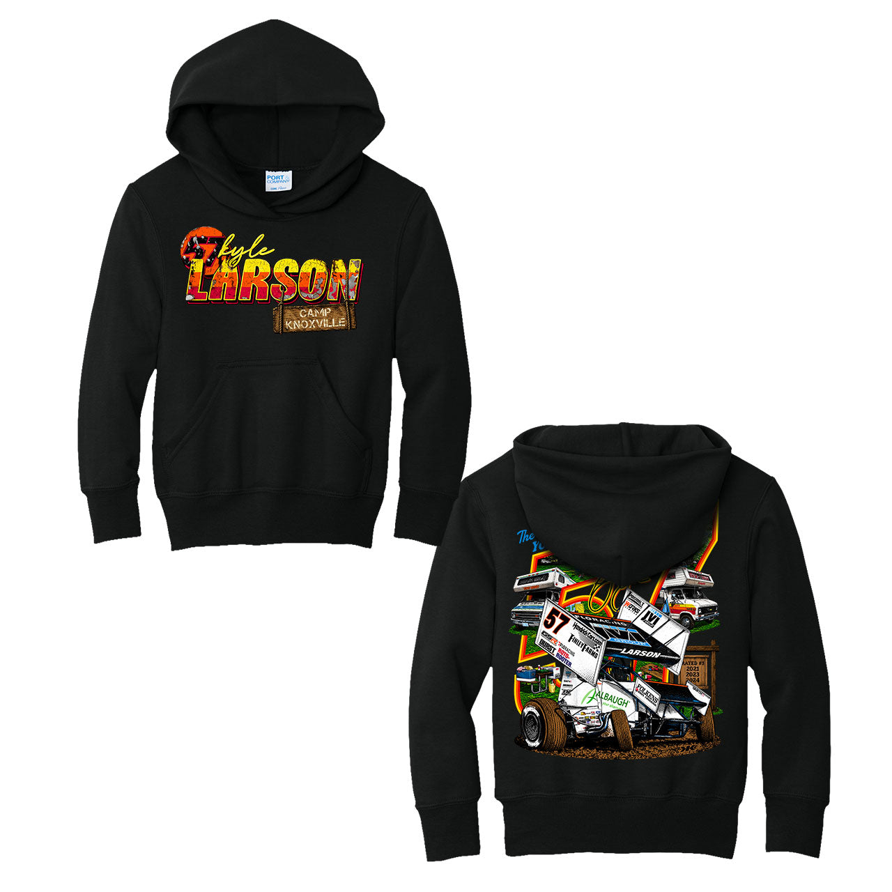 Camp Knoxville Design- Youth Black Hooded Sweatshirt