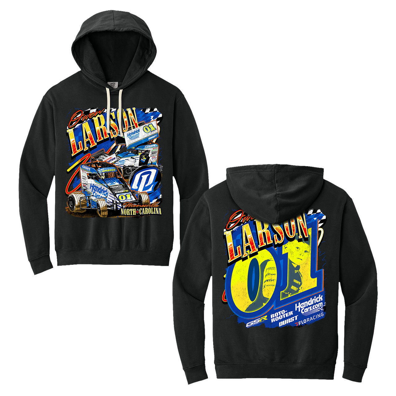 OL Double Time Design- Adult Black Hooded Sweatshirt