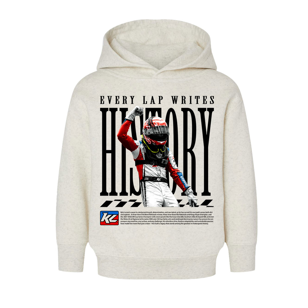 Every Lap Writes History Design- Toddler Natural Heather Hooded Sweatshirt