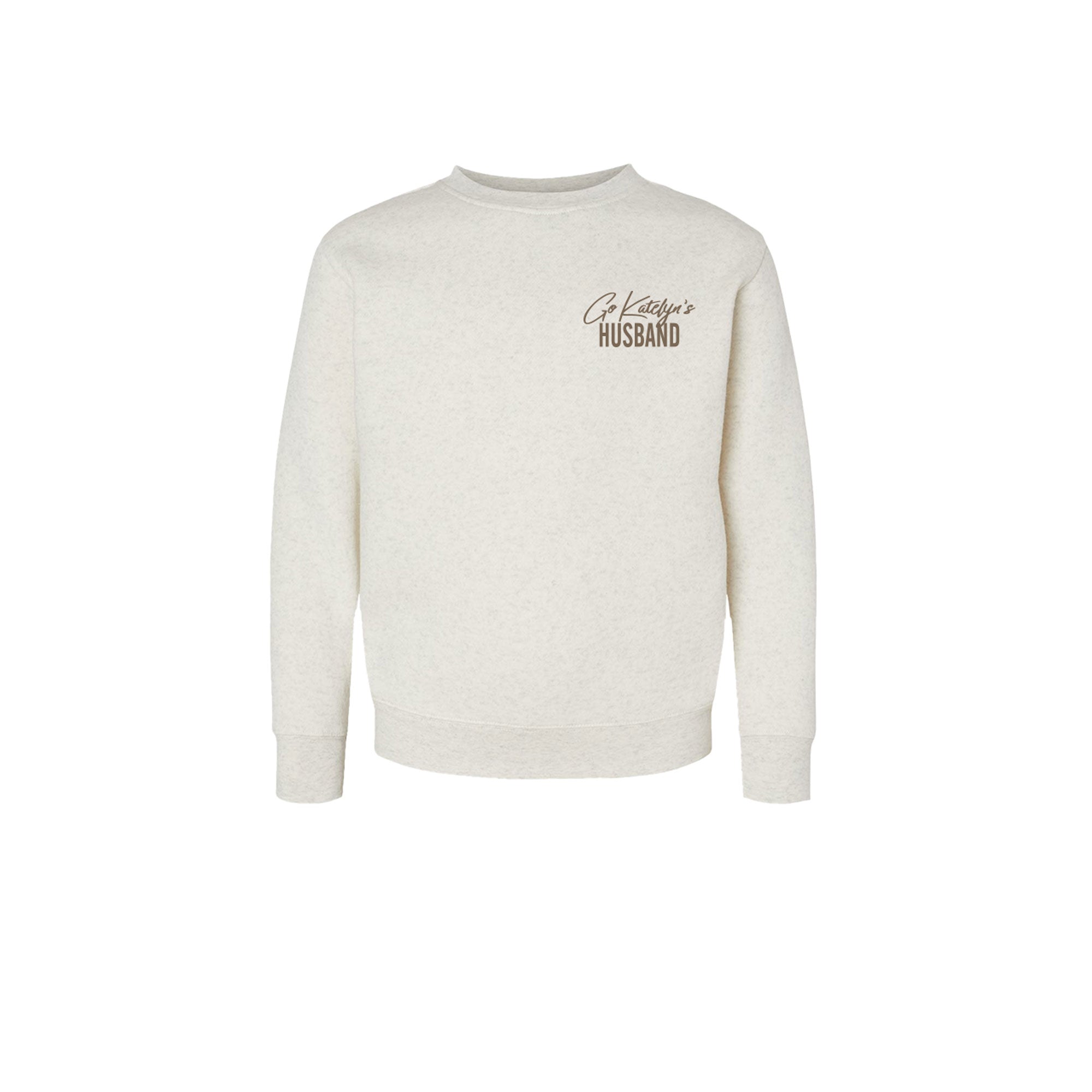 Go Katelyn's Husband Embroidered Design- Youth Natural Crewneck Sweatshirt