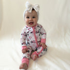 Vintage Baby Pink KL Race Car Design- Bamboo Baby Sleeper