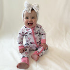 Vintage Baby Pink KL Race Car Design- Bamboo Baby Sleeper