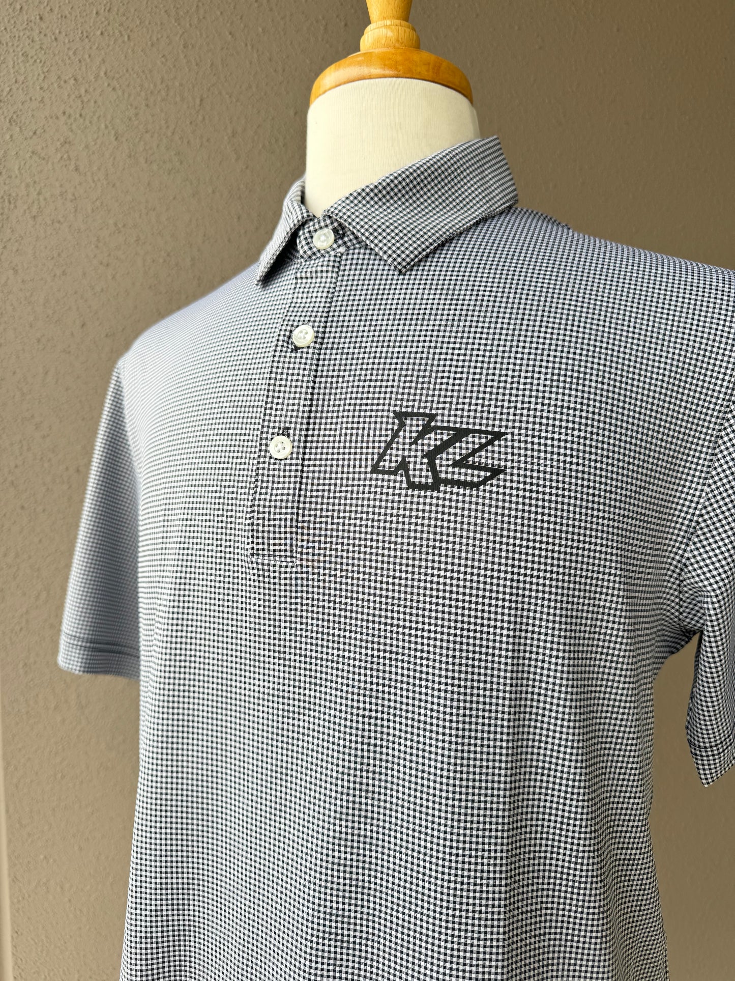 KL Polo- Adult Black/White Gingham Pattern