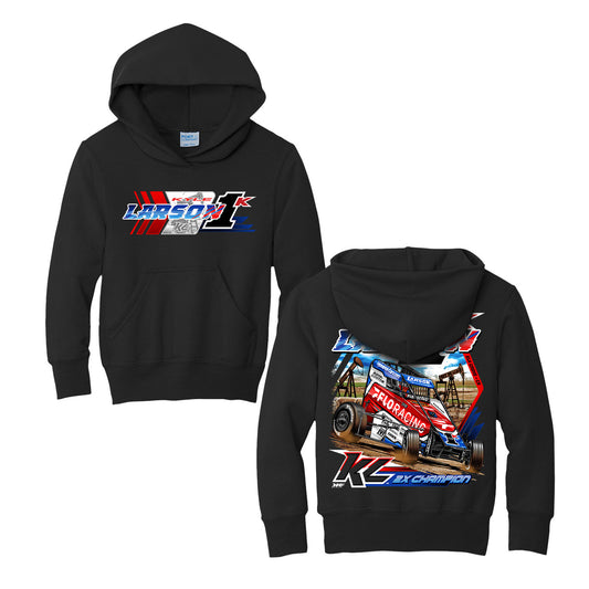 2025 Chili Bowl Pole Dash Design- Youth Black Hooded Sweatshirt