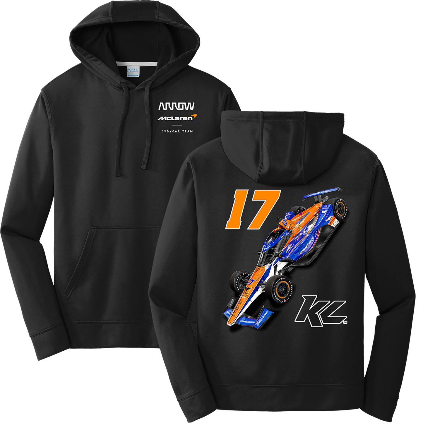 KL17 HendrickCars.Com Car Design- Adult Black Hooded Sweatshirt