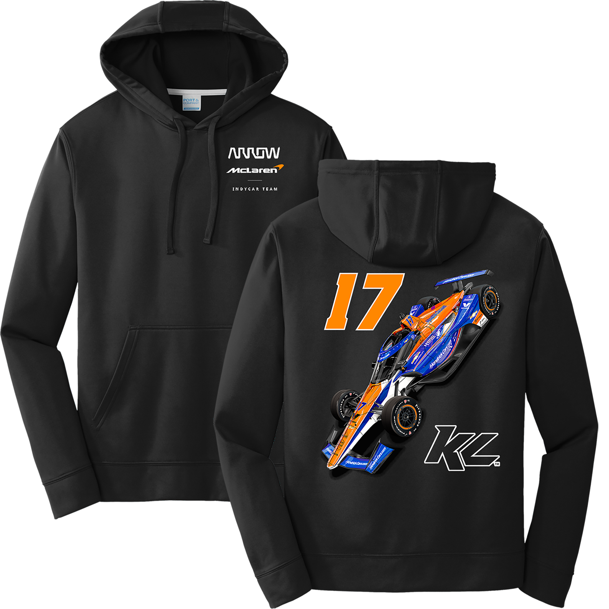 KL17 HendrickCars.Com Car Design- Adult Black Hooded Sweatshirt