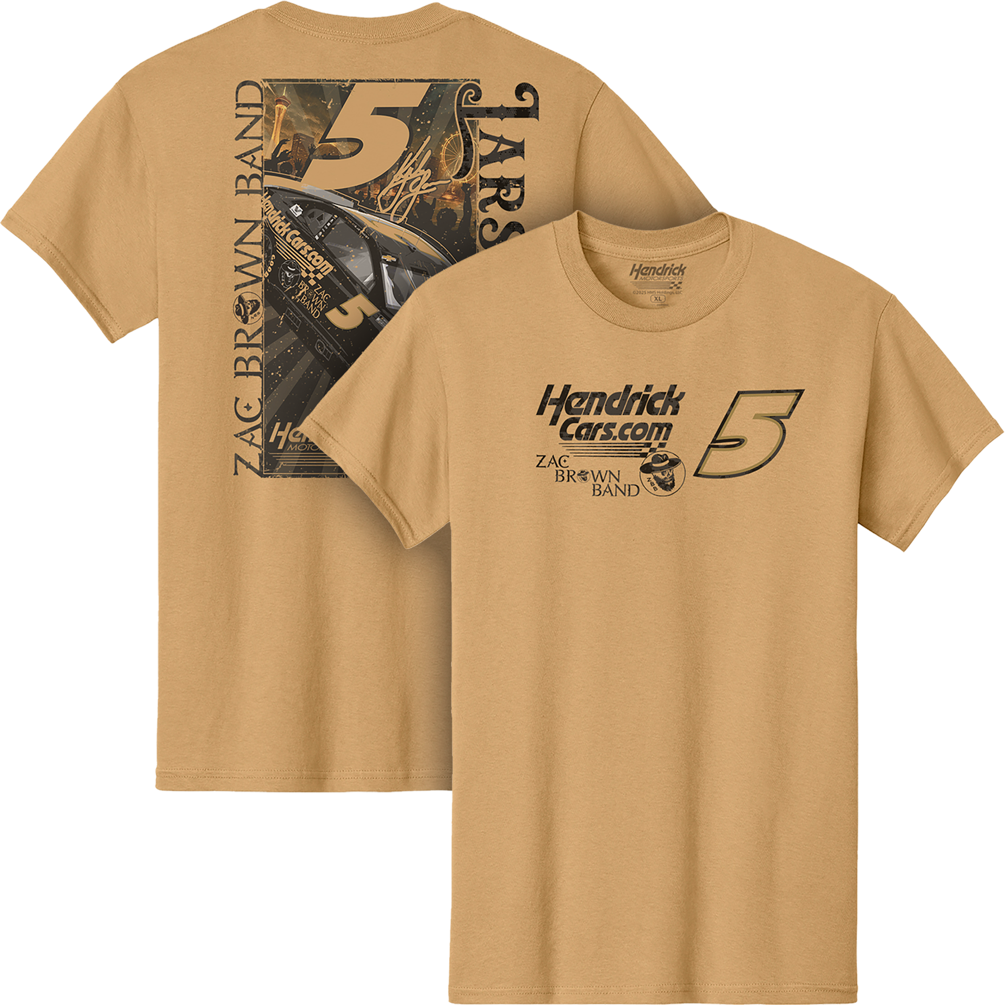 KL5 HendrickCars.Com Zac Brown Band Design- Adult Old Gold T-Shirt