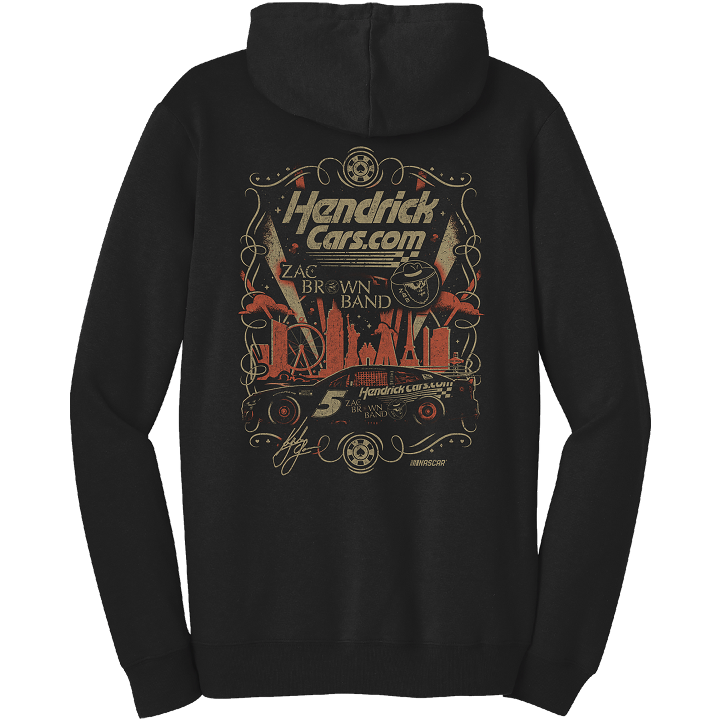 *PRE-ORDER* KL5 HendrickCars.Com Zac Brown Band Design- Adult Black Hooded Sweatshirt