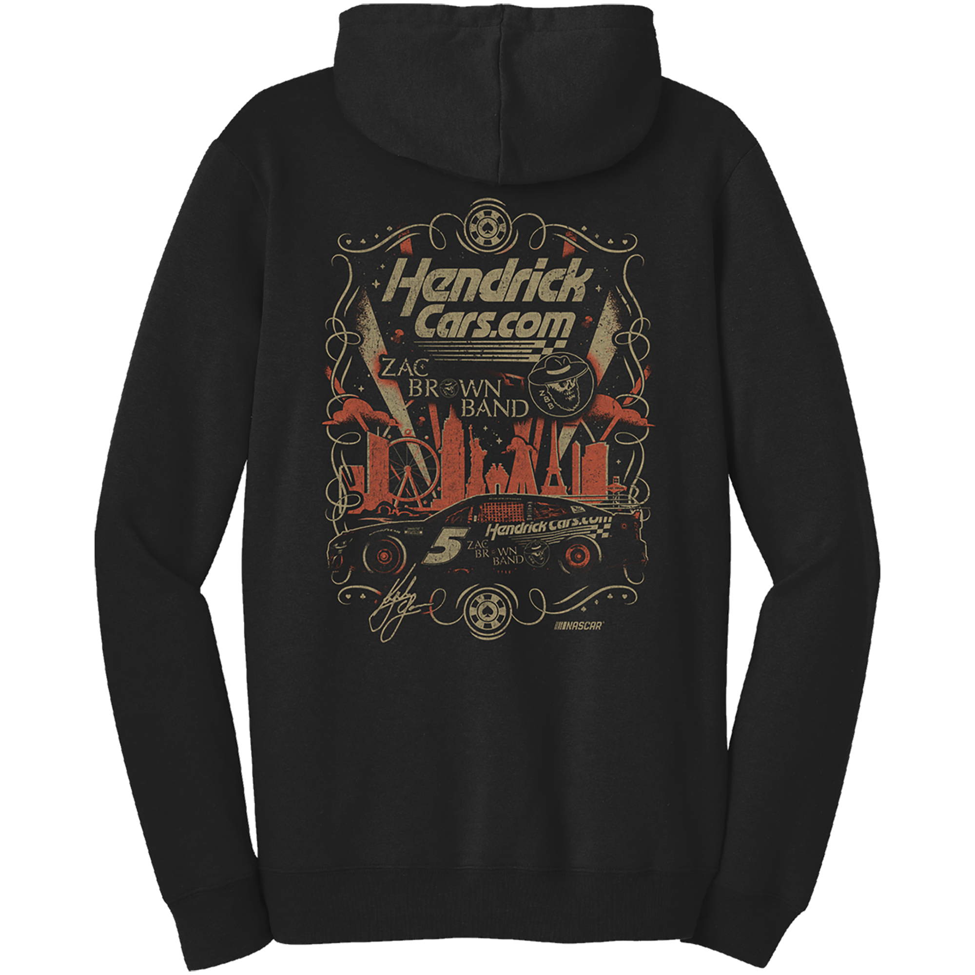 KL5 HendrickCars.Com Zac Brown Band Design- Adult Black Hooded Sweatshirt