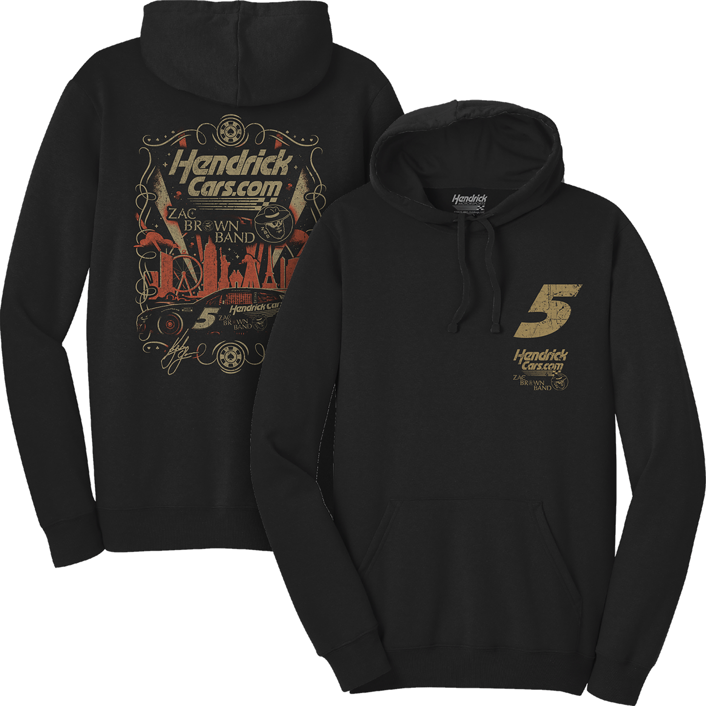 *PRE-ORDER* KL5 HendrickCars.Com Zac Brown Band Design- Adult Black Hooded Sweatshirt