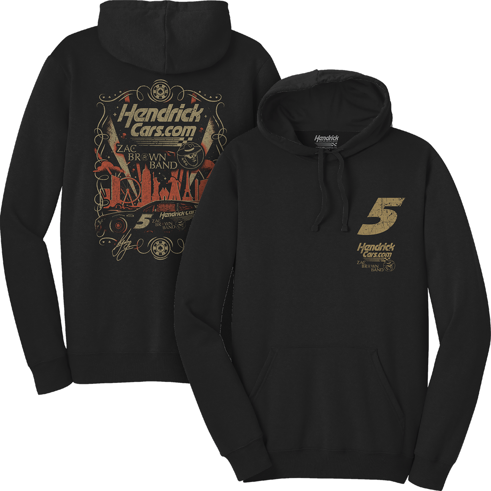 KL5 HendrickCars.Com Zac Brown Band Design- Adult Black Hooded Sweatshirt