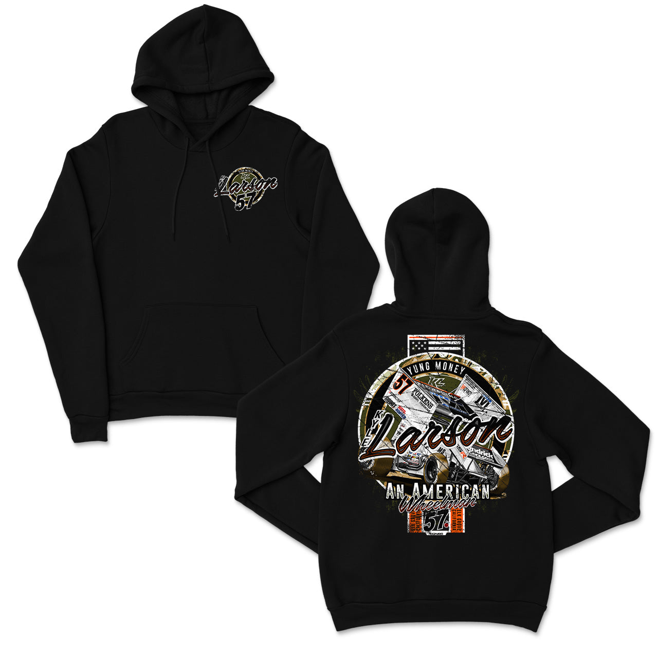 An American Wheelman Design- Adult Black Hooded Sweatshirt