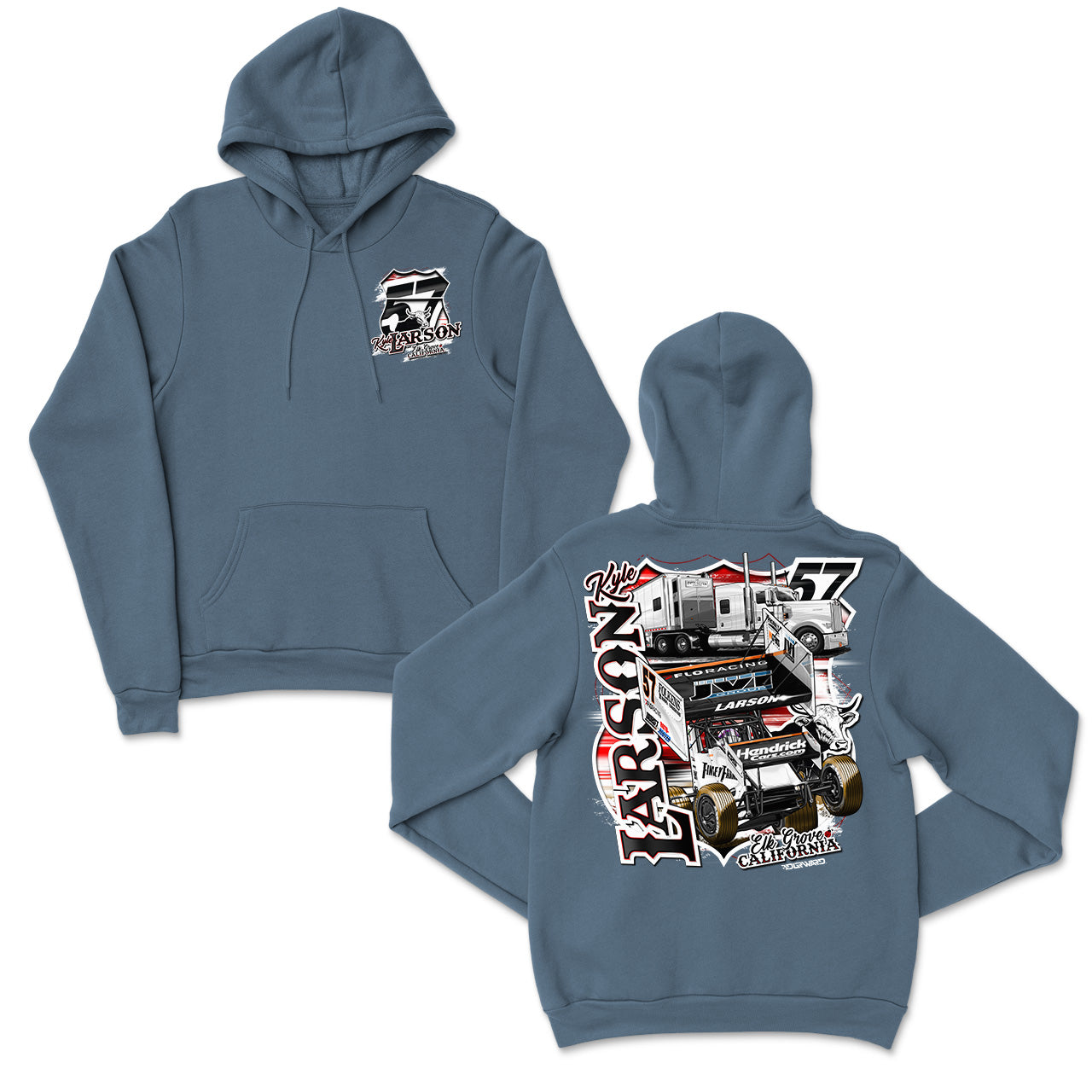 57 Hauler Design- Adult Indigo Blue Hooded Sweatshirt