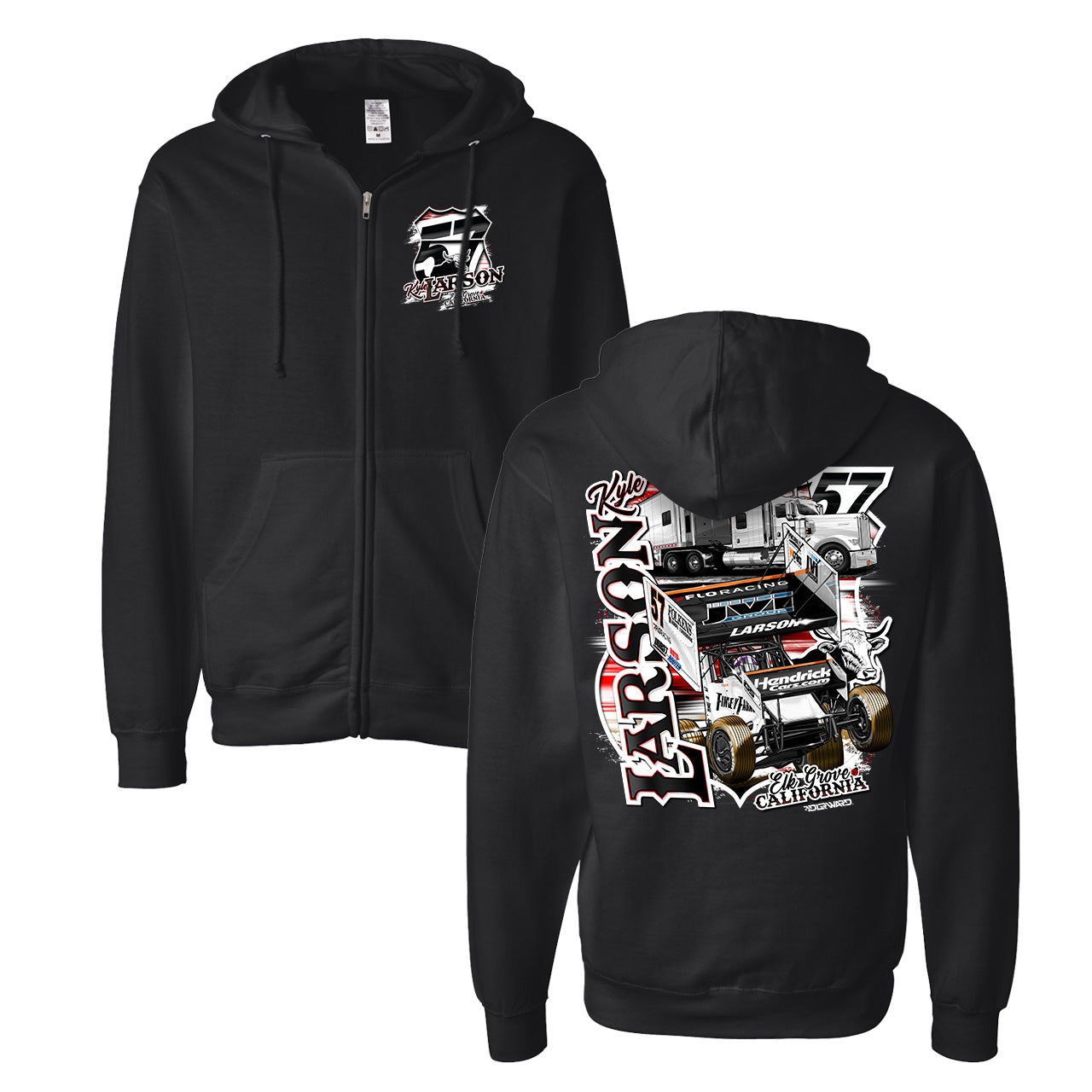 57 Hauler Design- Adult Black Zip Hooded Sweatshirt