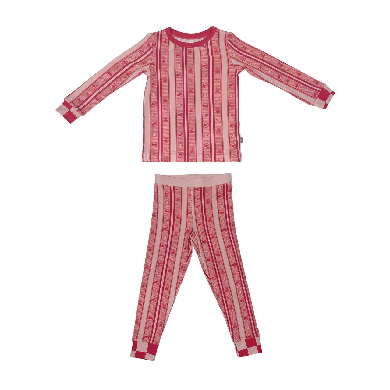 Speedway Stripe Design- Calypso Coral Bamboo Kids 2-Piece Pajama Set