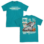 Checkered Scenes Design- Adult Powder Blue T-Shirt